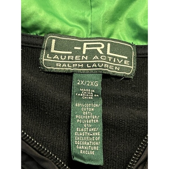 VINTAGE POLO by RALPH LAUREN BLACK PULLOVER SWEATSHIRT HOODIE 1/4 ZIPPER XL - Picture 8 of 10